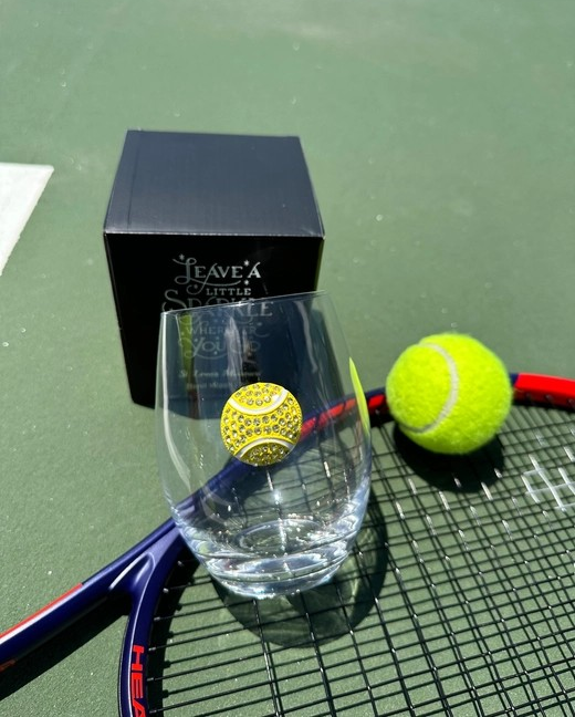 Stemless Tennis Ball Wine Glass