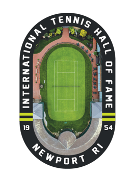 Ariel view of The Horseshoe Piazza grass court at the International Tennis Hall of Fame in Newport, RI