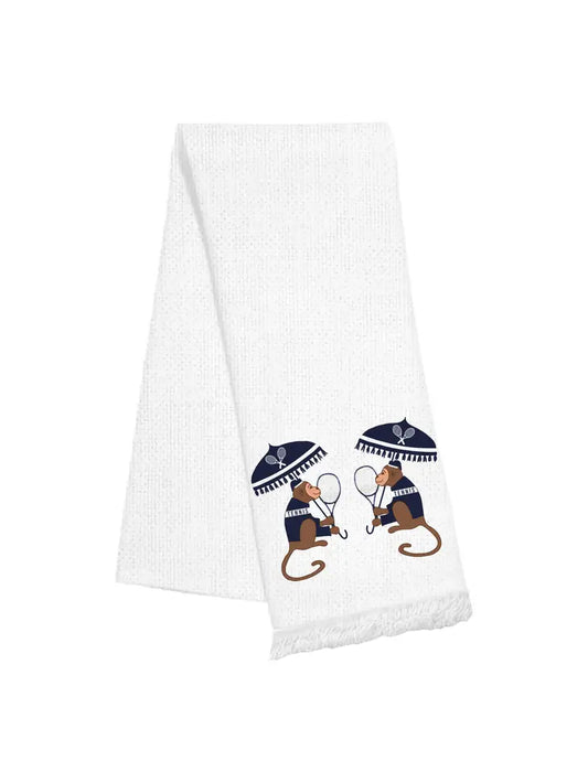 Fringe Linen Towel - Tennis Monkeys