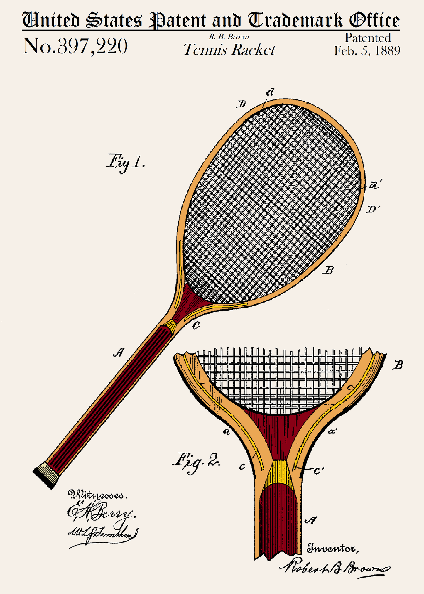 Tennis Racquet Patent Blank Greeting Card